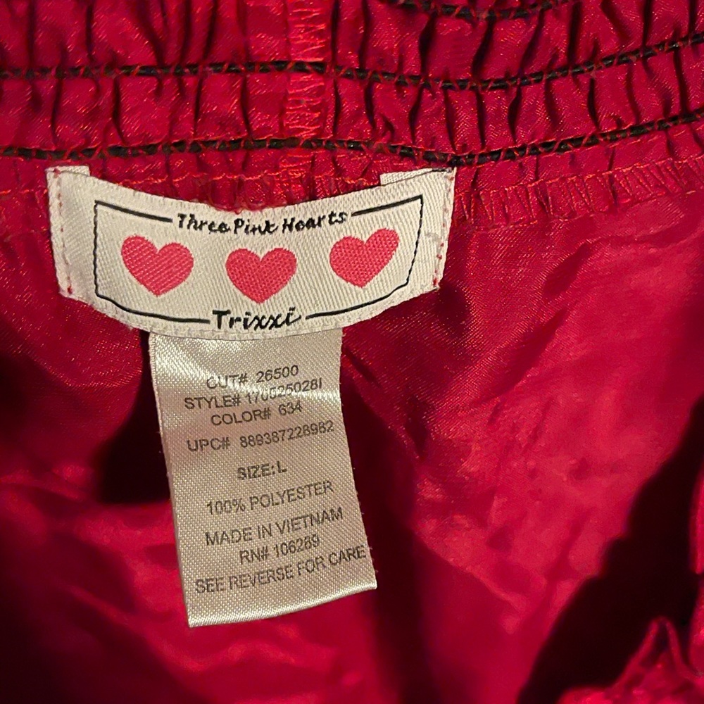 Red Blouse. Polyester satin feel. No stretch.